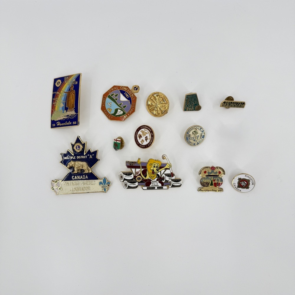 Vintage‎ Lions Club Pin Lot Canada Enamel District Convention Collectible Badges